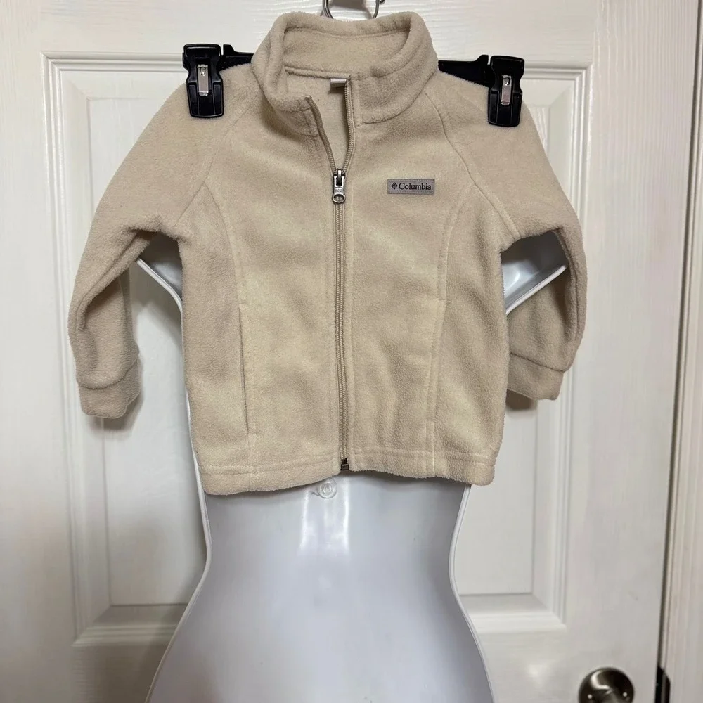 Columbia Kids Fleece Jacket Full Zip Cream Beige Mock Neck Toddler 2T